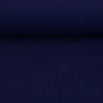 Preview: Baumwoll-Jacquardjersey Waffelstruktur Dunkelblau by Swafing